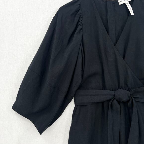 A PIECE APART Meru Jumpsuit Womens 0 Black Balloon Sleeve Belted Crop One Piece - Picture 11 of 16